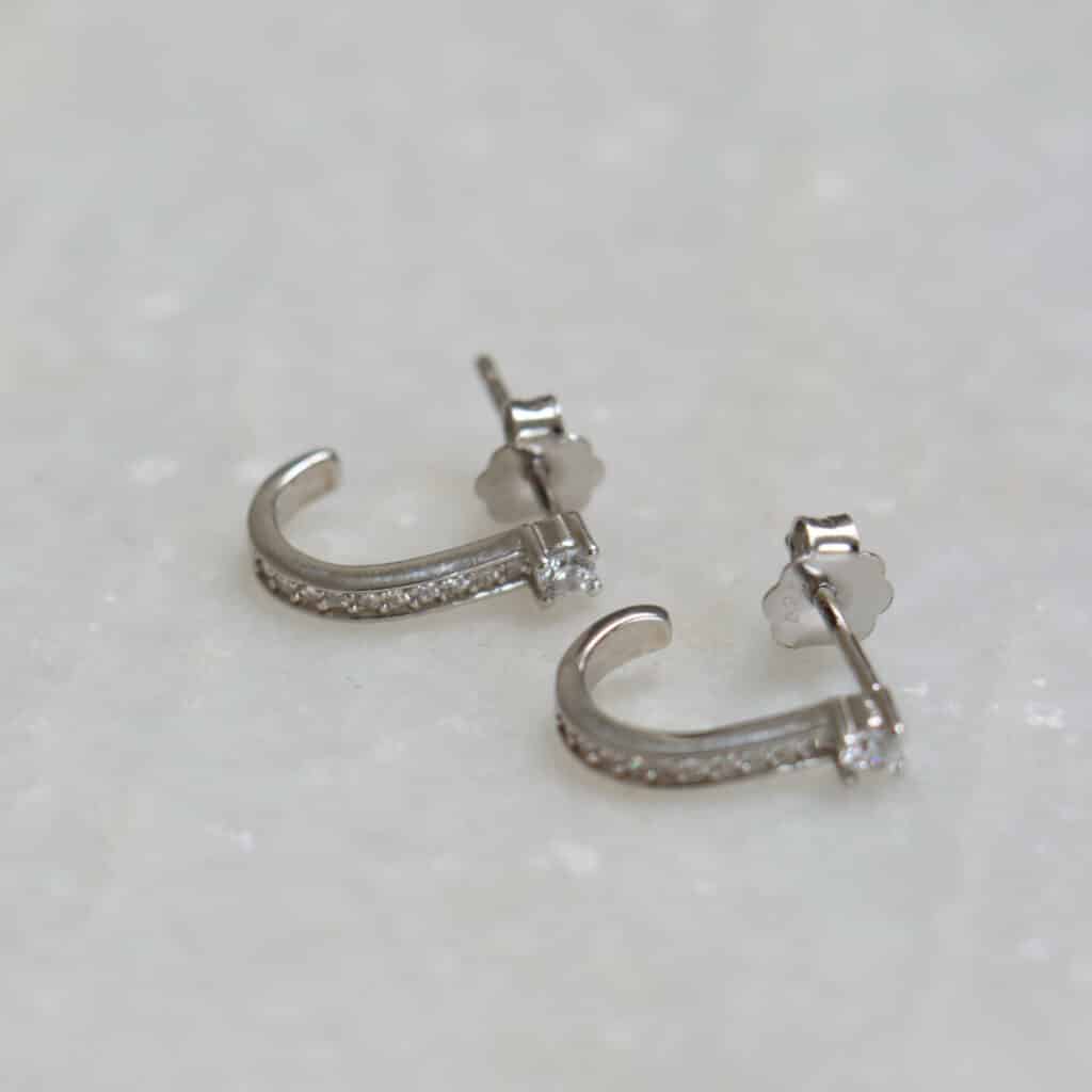 4_301 sterling silver set big shiny curved 10x2mm