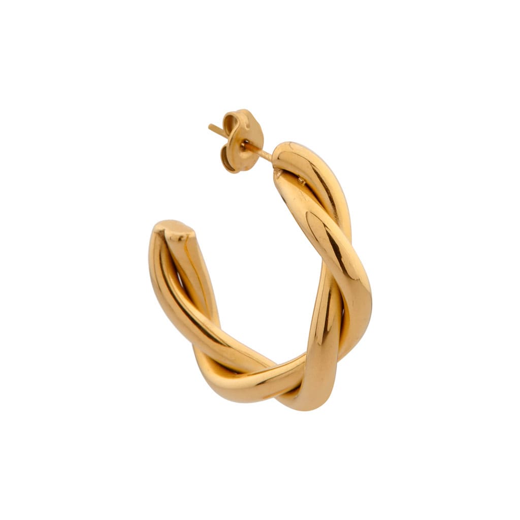 Single big braided hoop gold