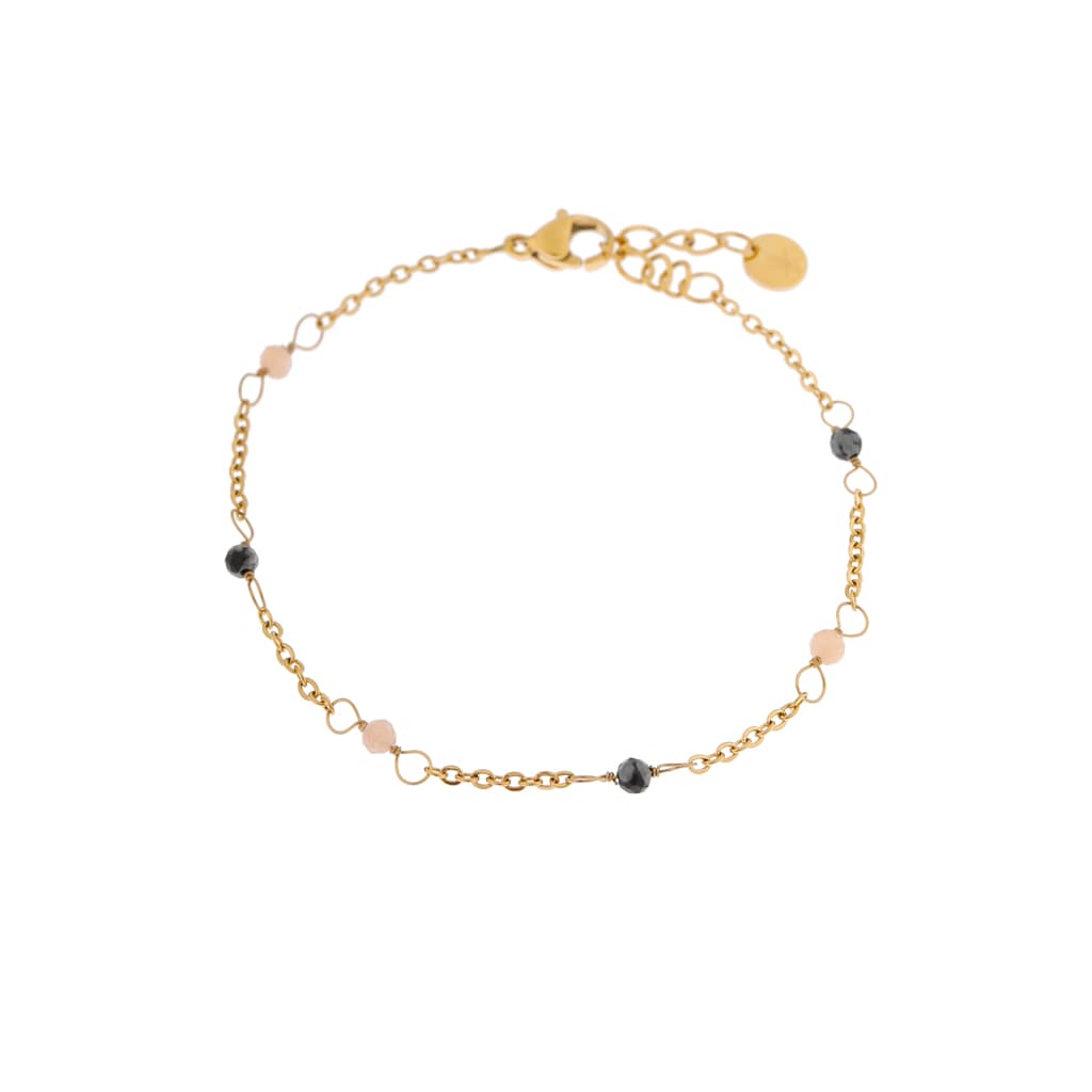 Double dottie black bracelet gold