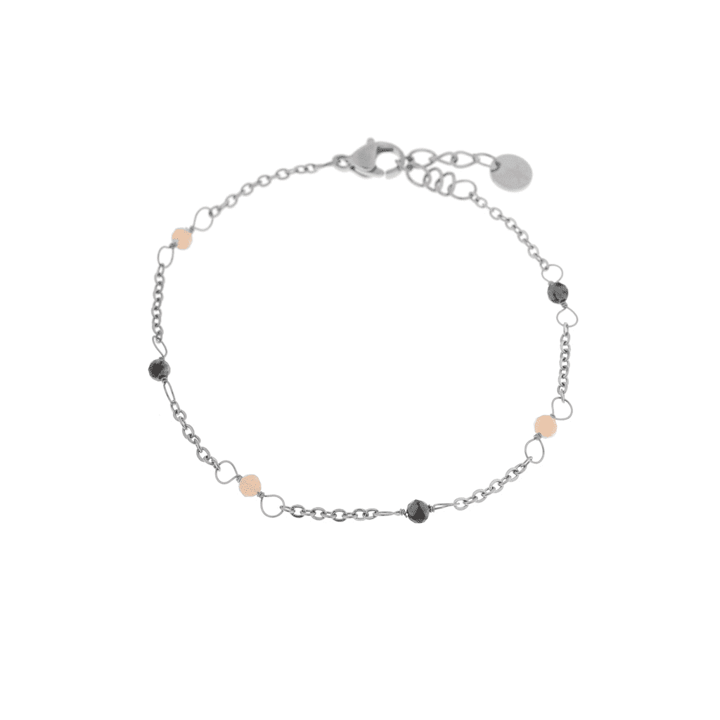 Double dottie black bracelet silver