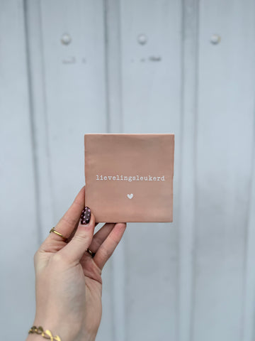 Tegel - Lievelingsleukerd - roze/wit