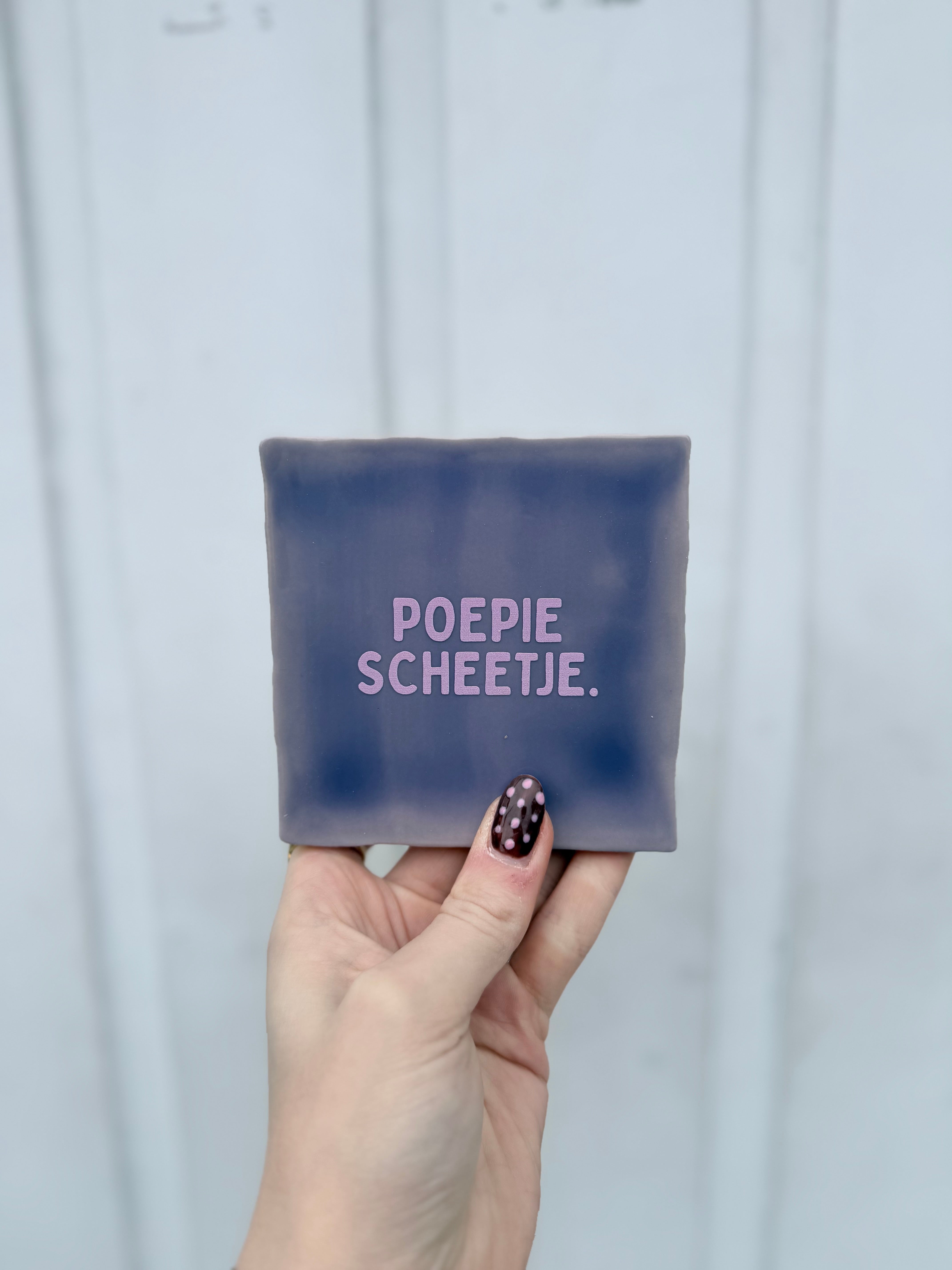 Tegel - Poepie scheetje - paars