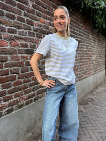 SLwessential striped boxy tee - Green