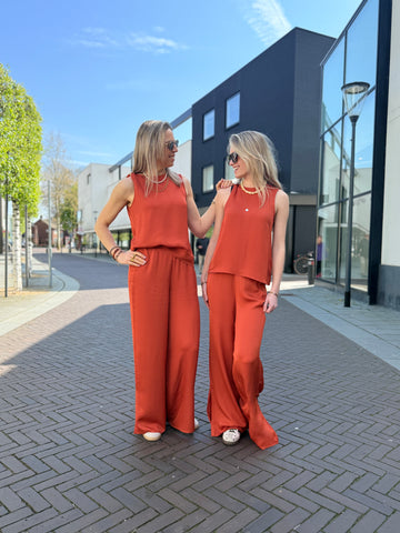 Slflaura hw slit pant - potters clay