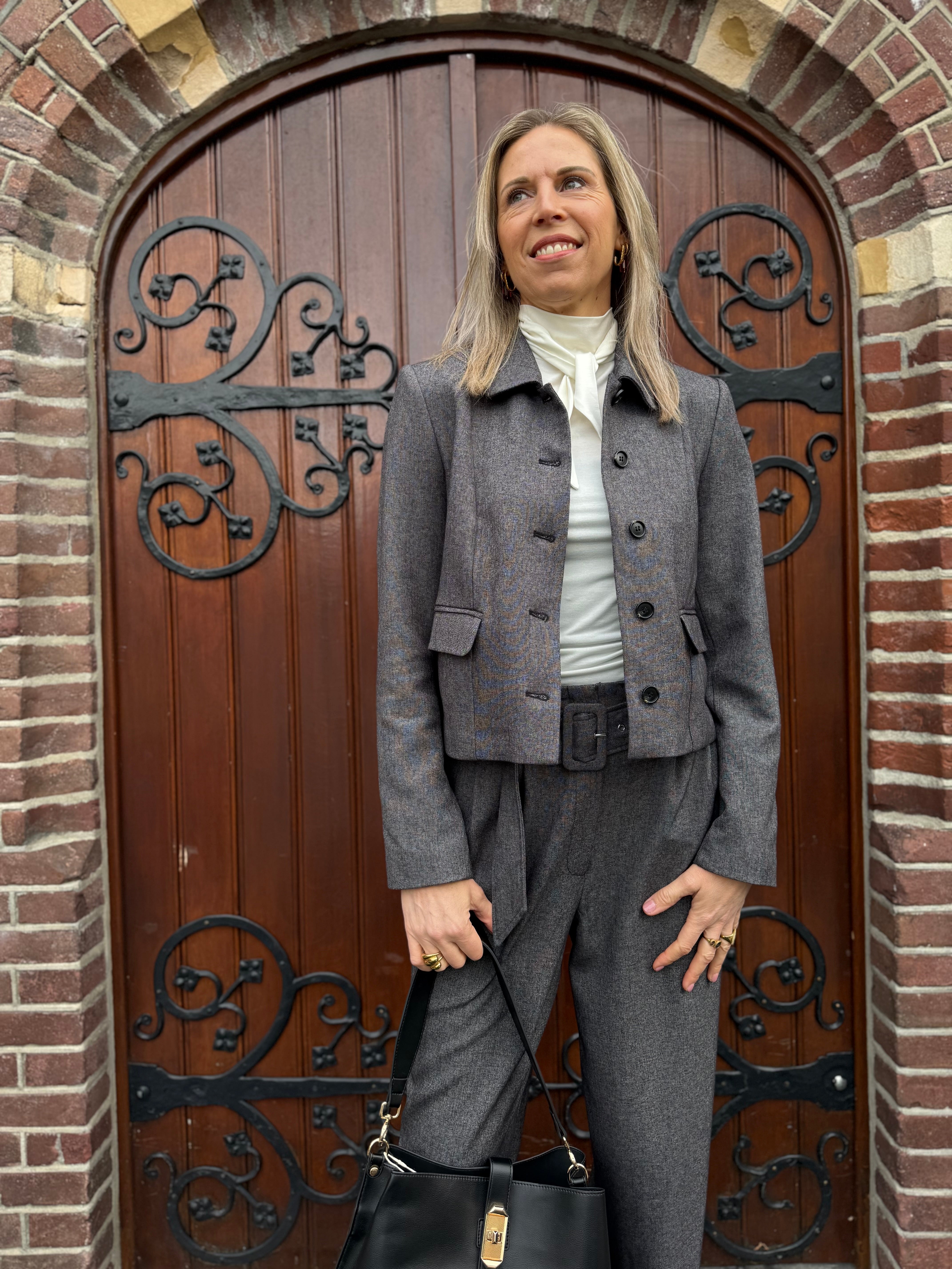 Slflina land ls high neck top - egret