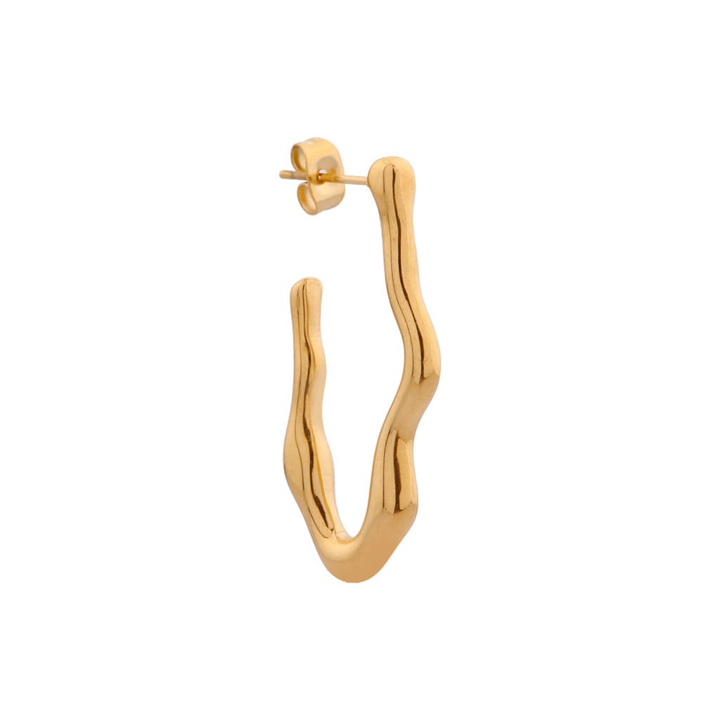 Single wavy hoop gold