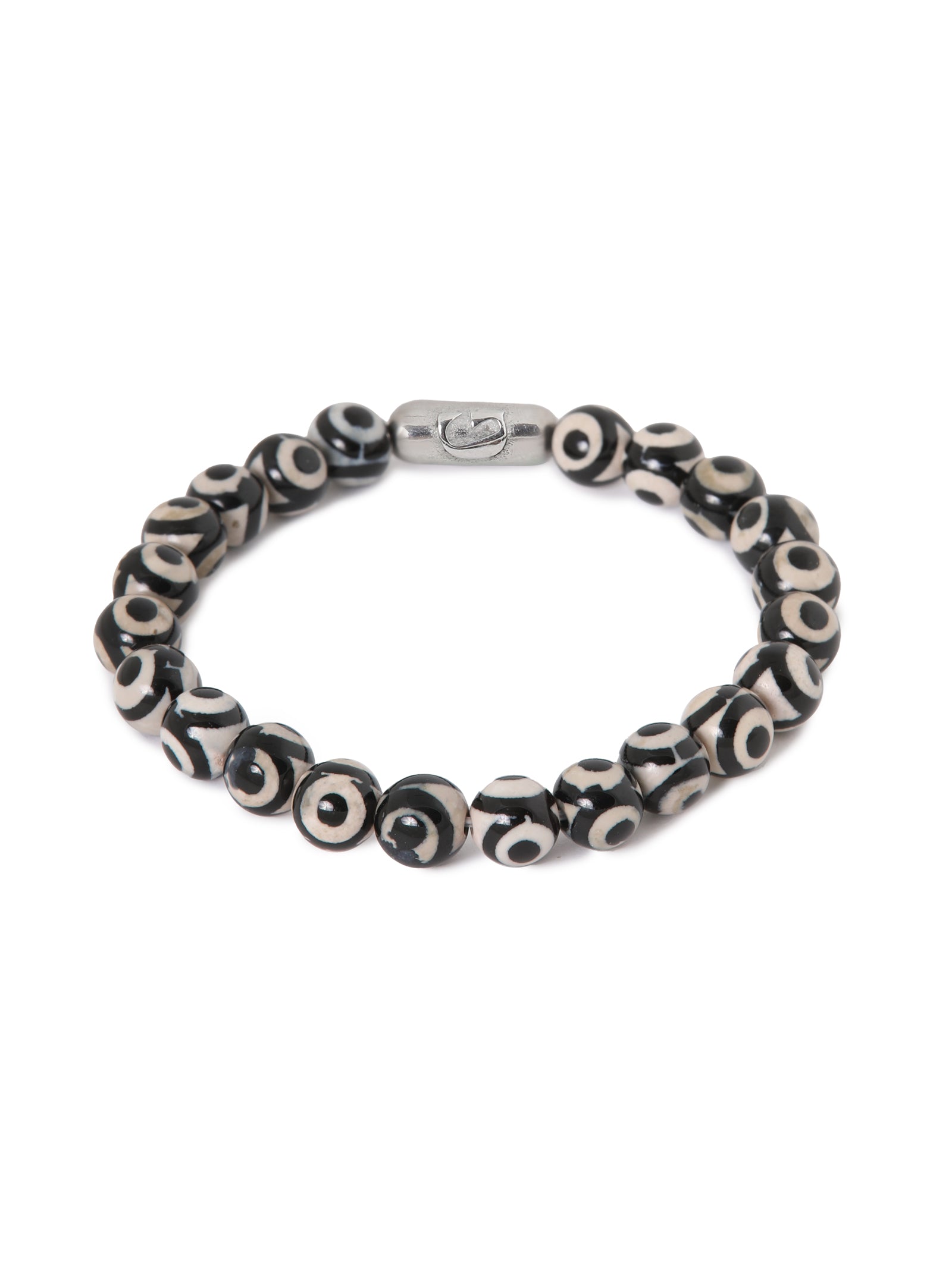 Black round bracelet silver