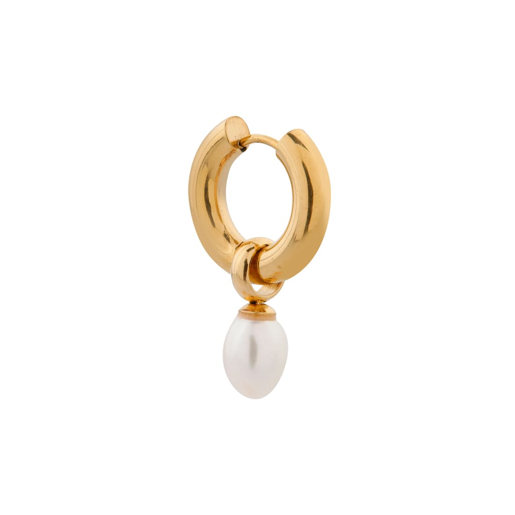 Single Small pearl hoop gold