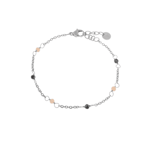 Double dottie black bracelet silver