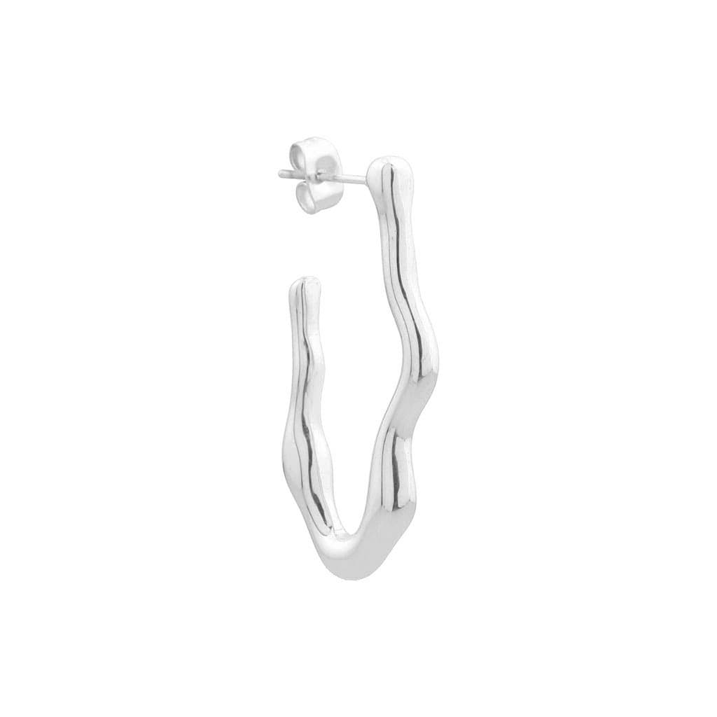 Single wavy hoop silver