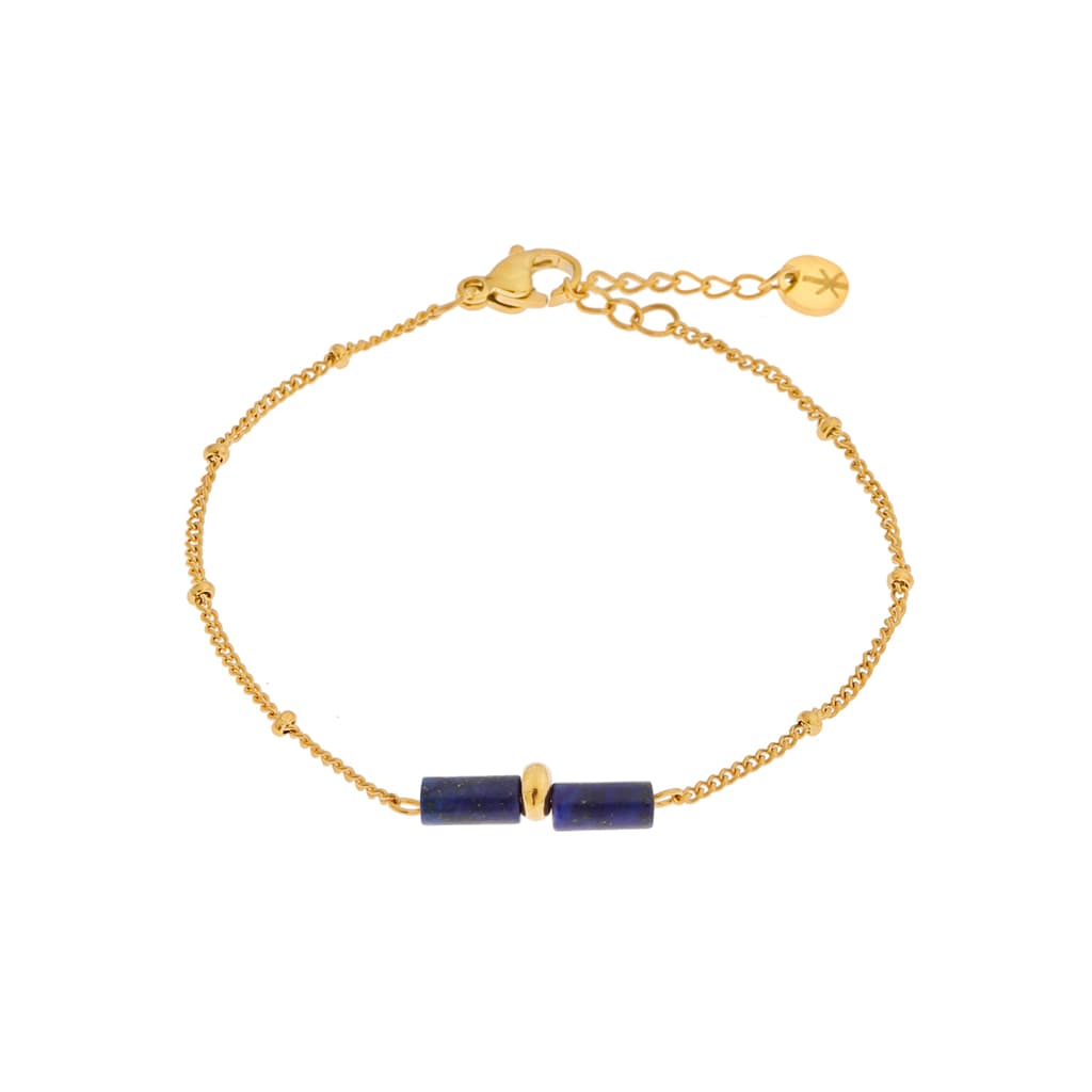 Blue tube bracelet gold