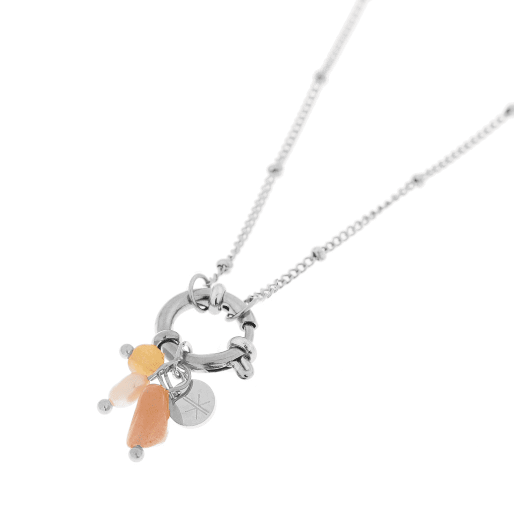 Gemstone long necklace silver