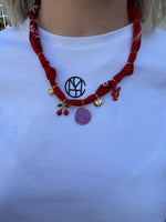Geknoopte bandana ketting - Rood