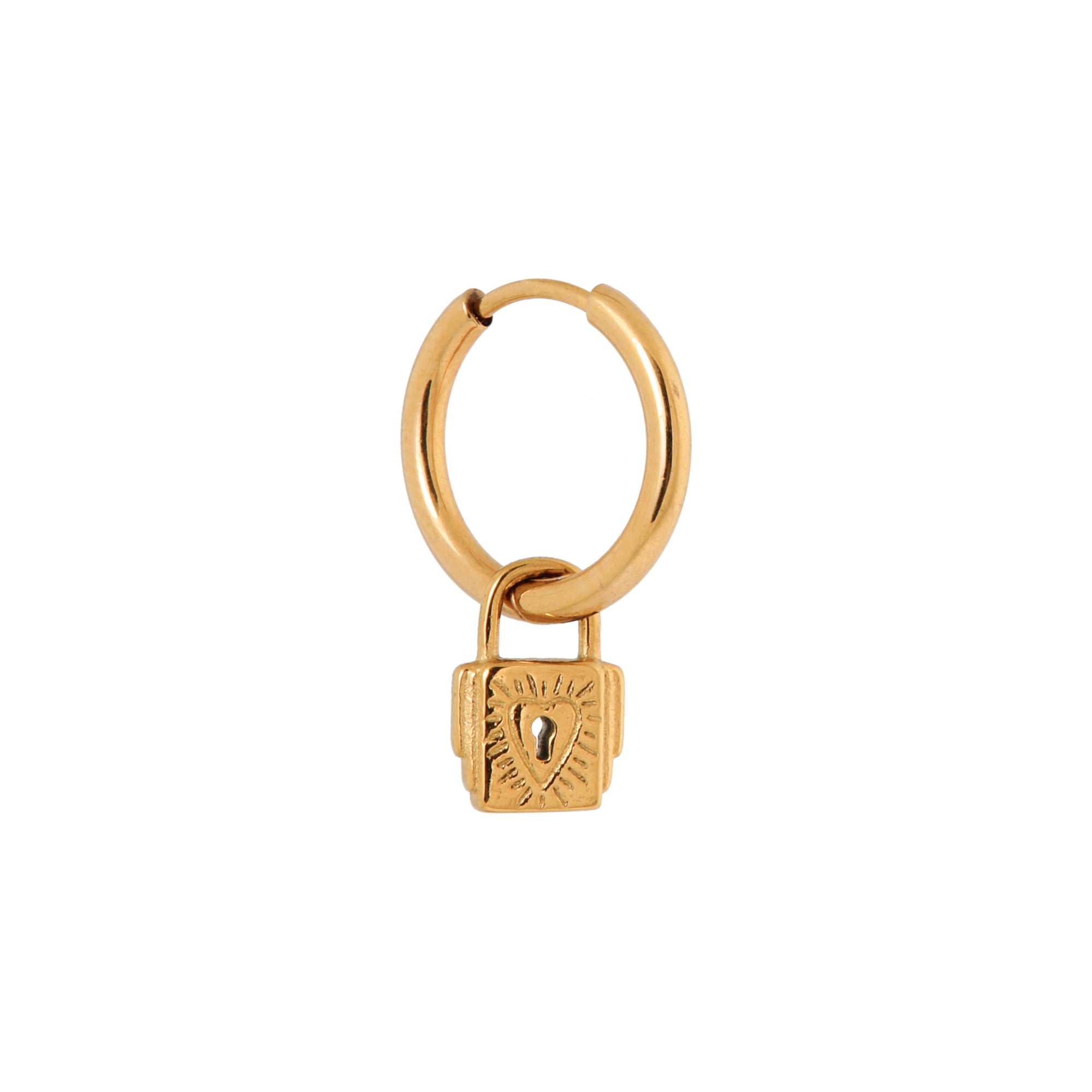 Single Lock of love hoop gold