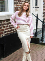Knitted sweater Esmay - offwhite purple
