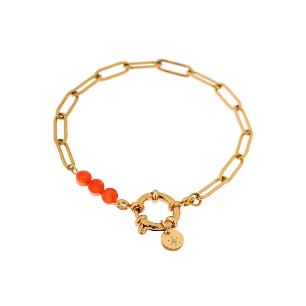 Orange dot bracelet gold