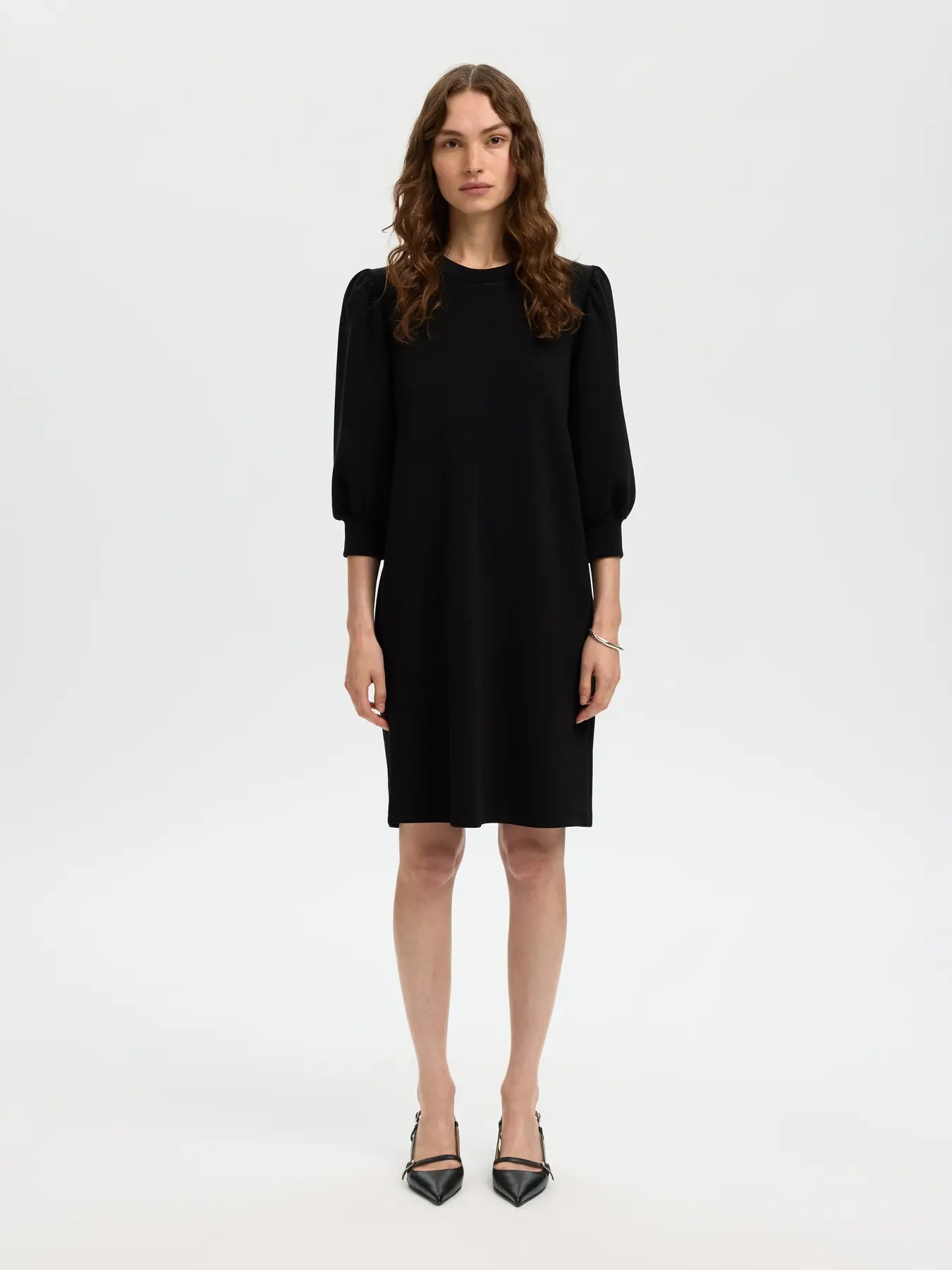 Slftenny 3/4 short sweat dress - black