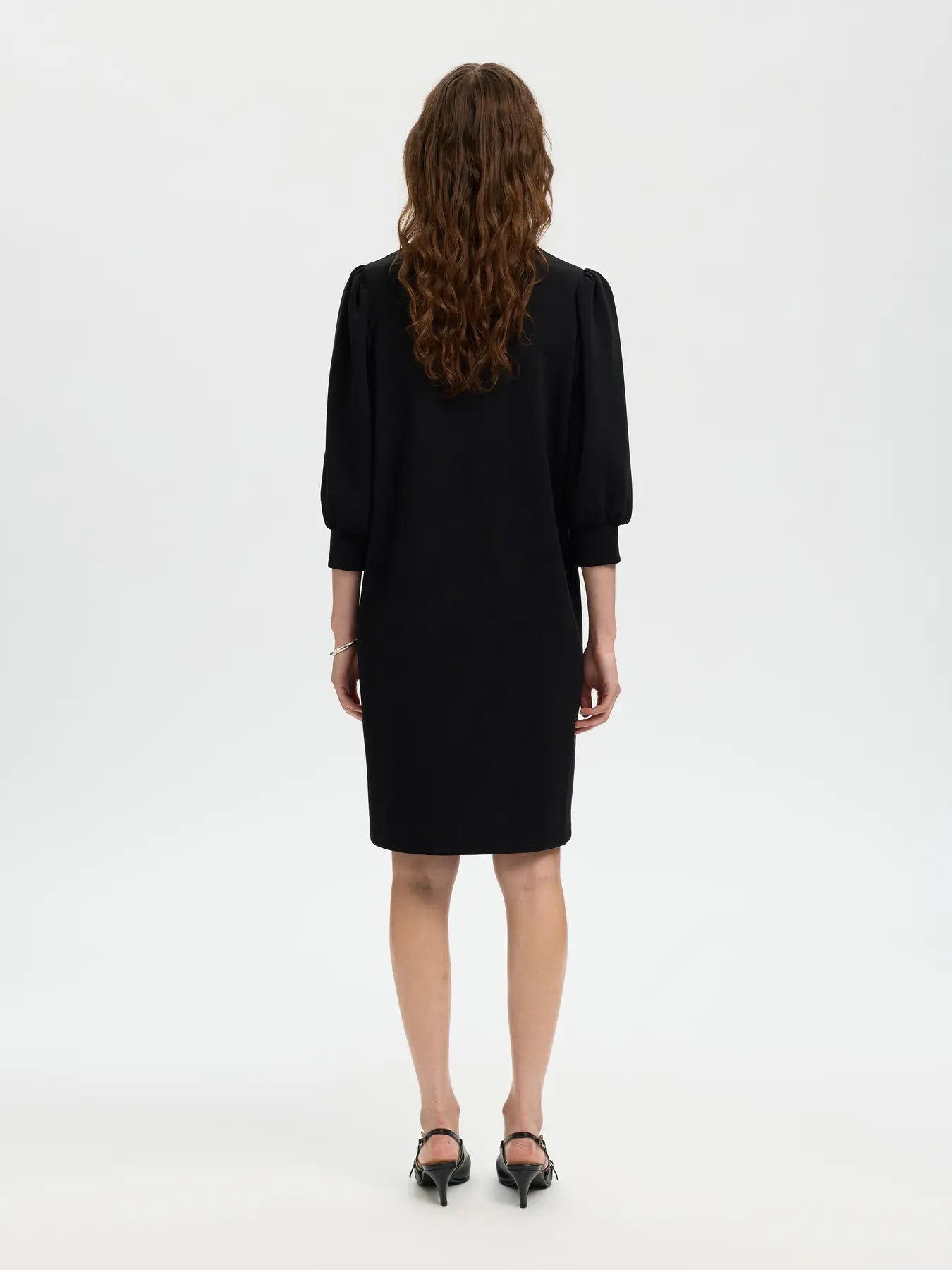 Slftenny 3/4 short sweat dress - black