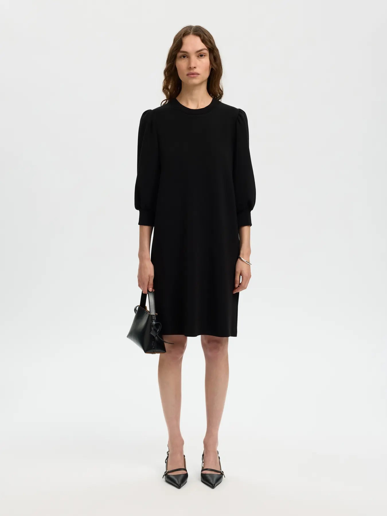 Slftenny 3/4 short sweat dress - black