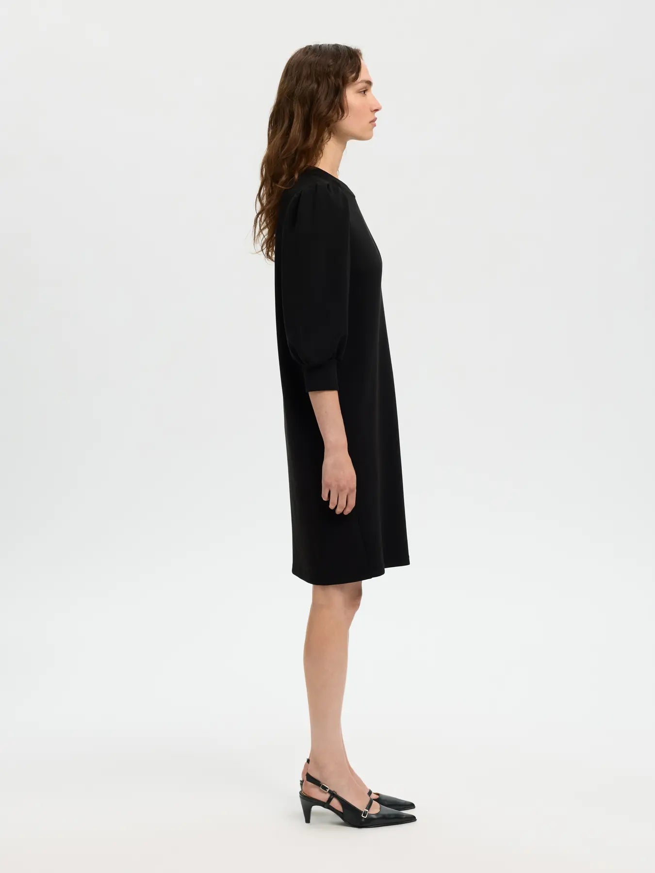 Slftenny 3/4 short sweat dress - black