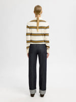 Slfstraight lyra - bora mw fold - up jeans - black denim