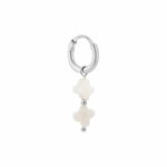 Single white clover hoop silver