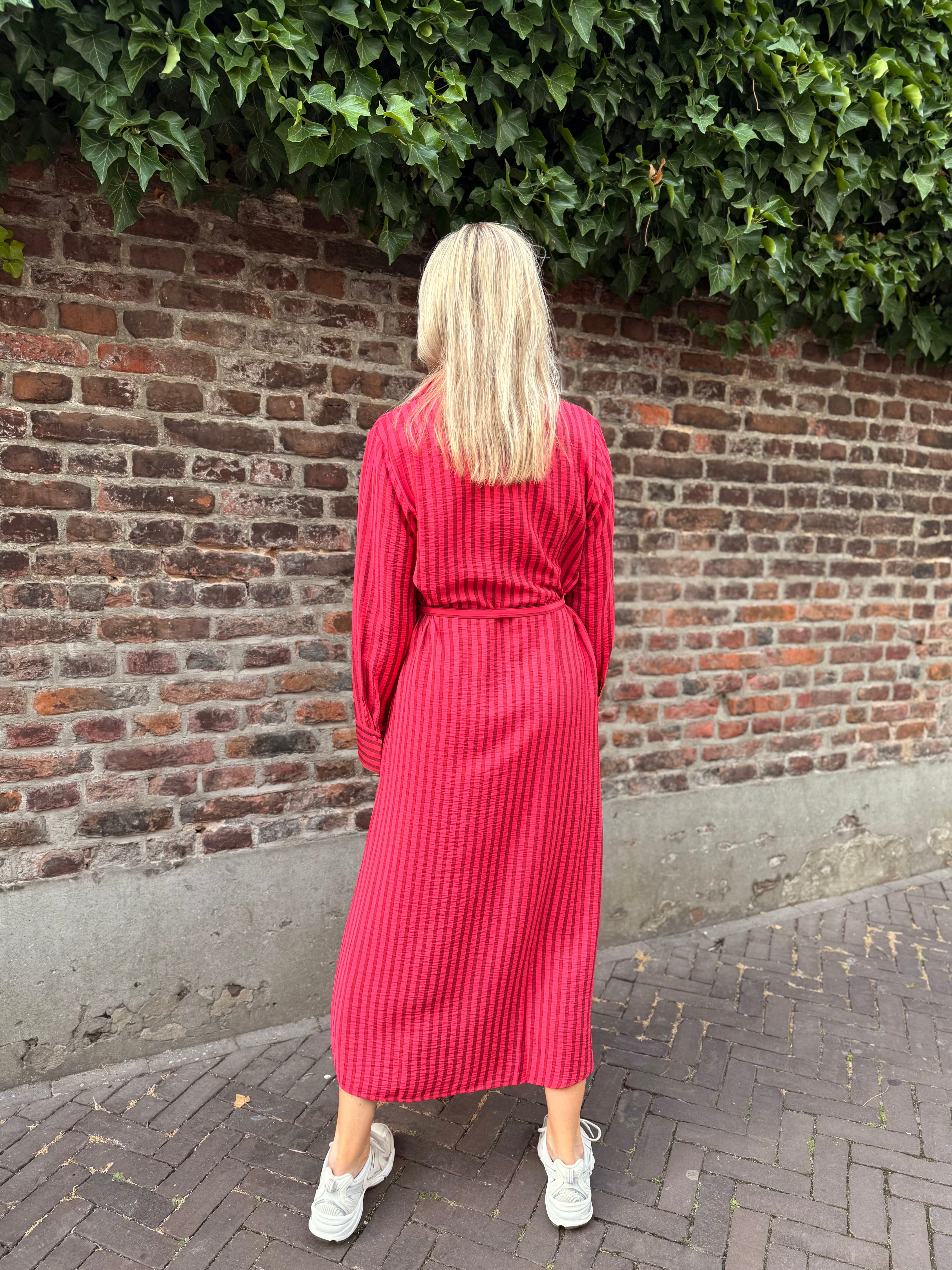 Yaskaya ls long shirt dress - Red/Pink