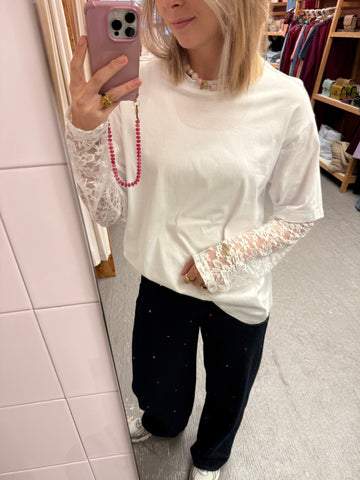 T-Shirt lace sleeve TEDDY - White