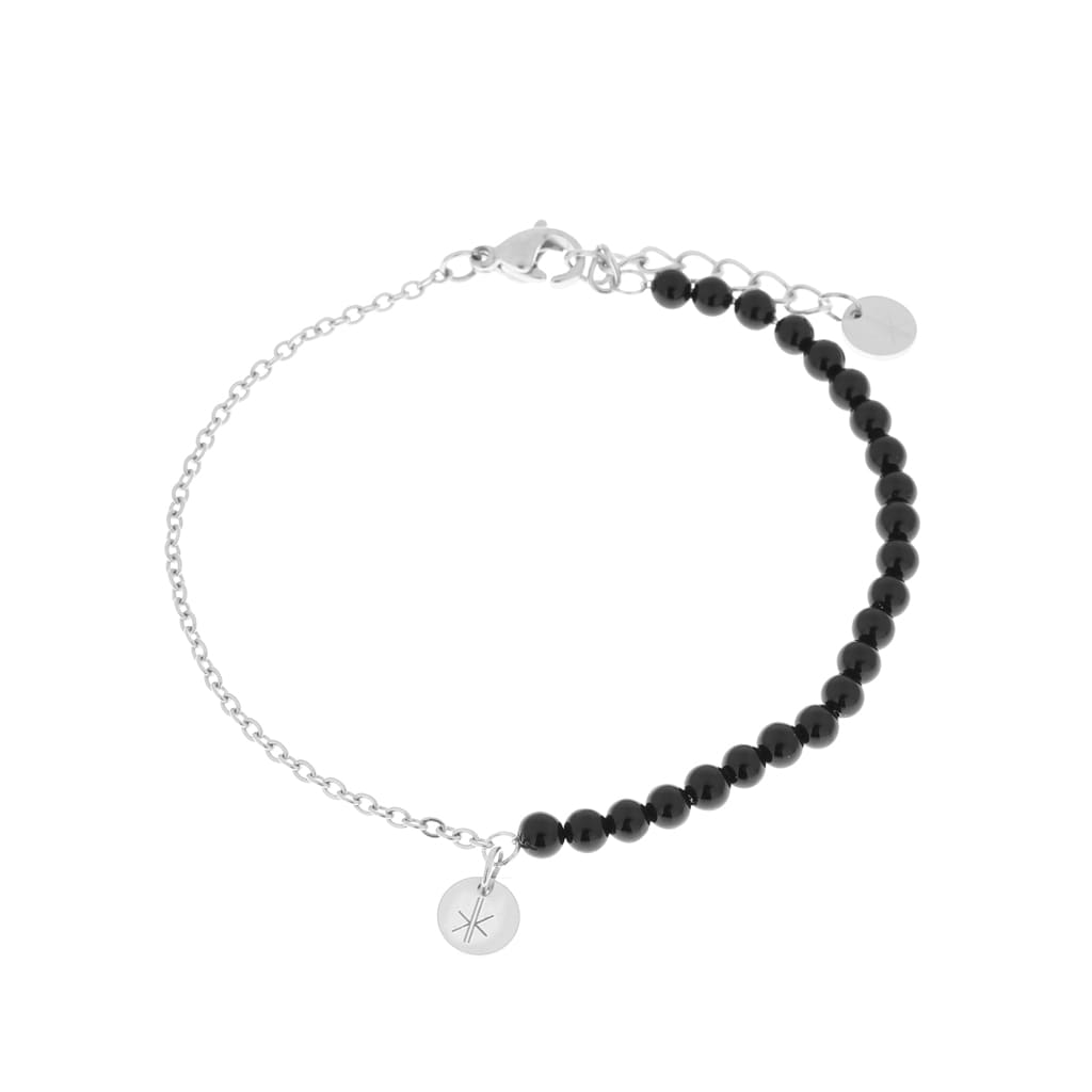 Half half black bracelet silver