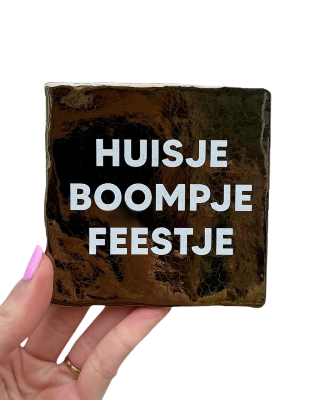 Tegel - huisje boompje feestje - goud