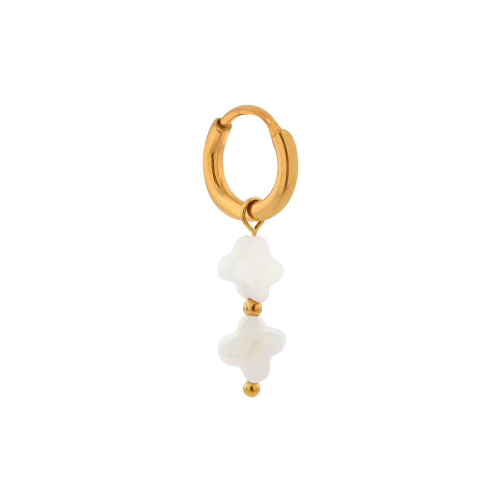 Single white clover hoop gold