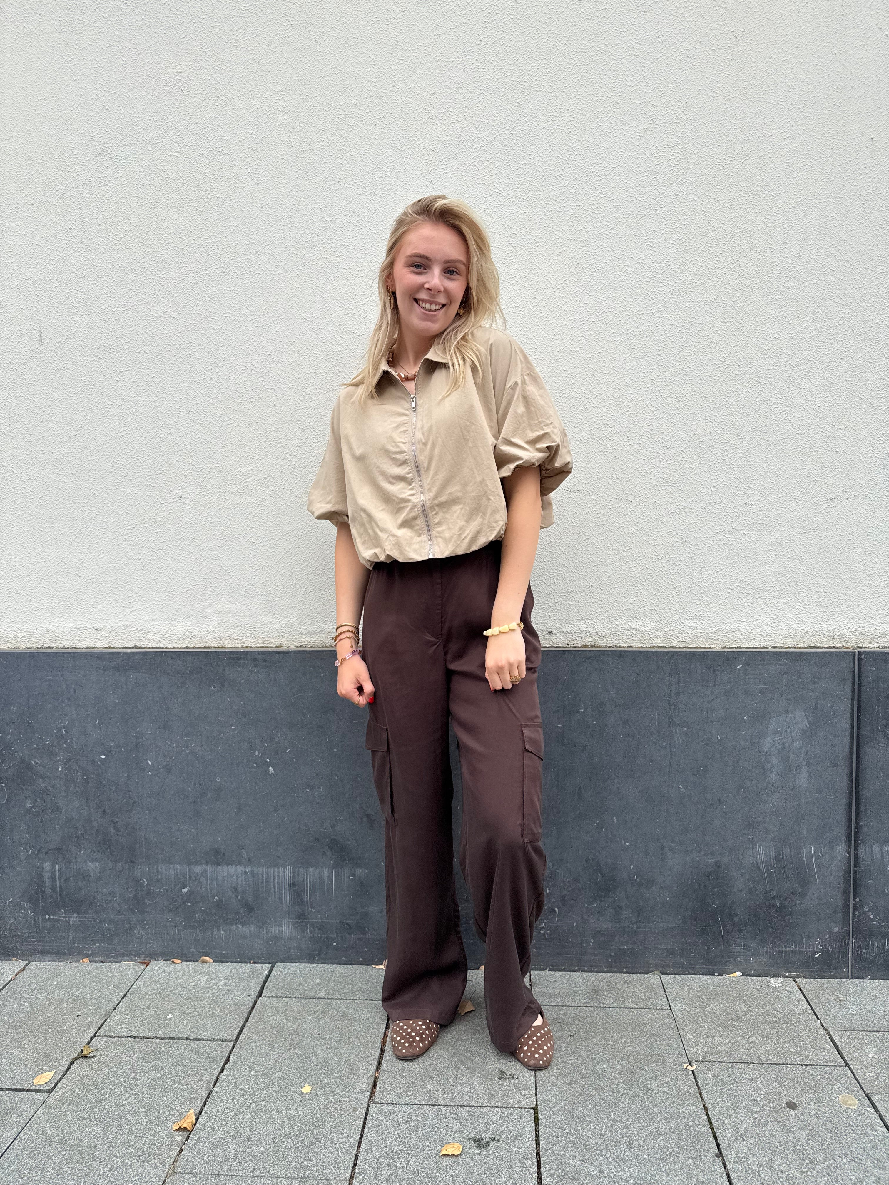 Cropped blouse zipper INAYA - sand