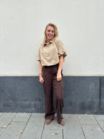 Cropped blouse zipper INAYA - sand