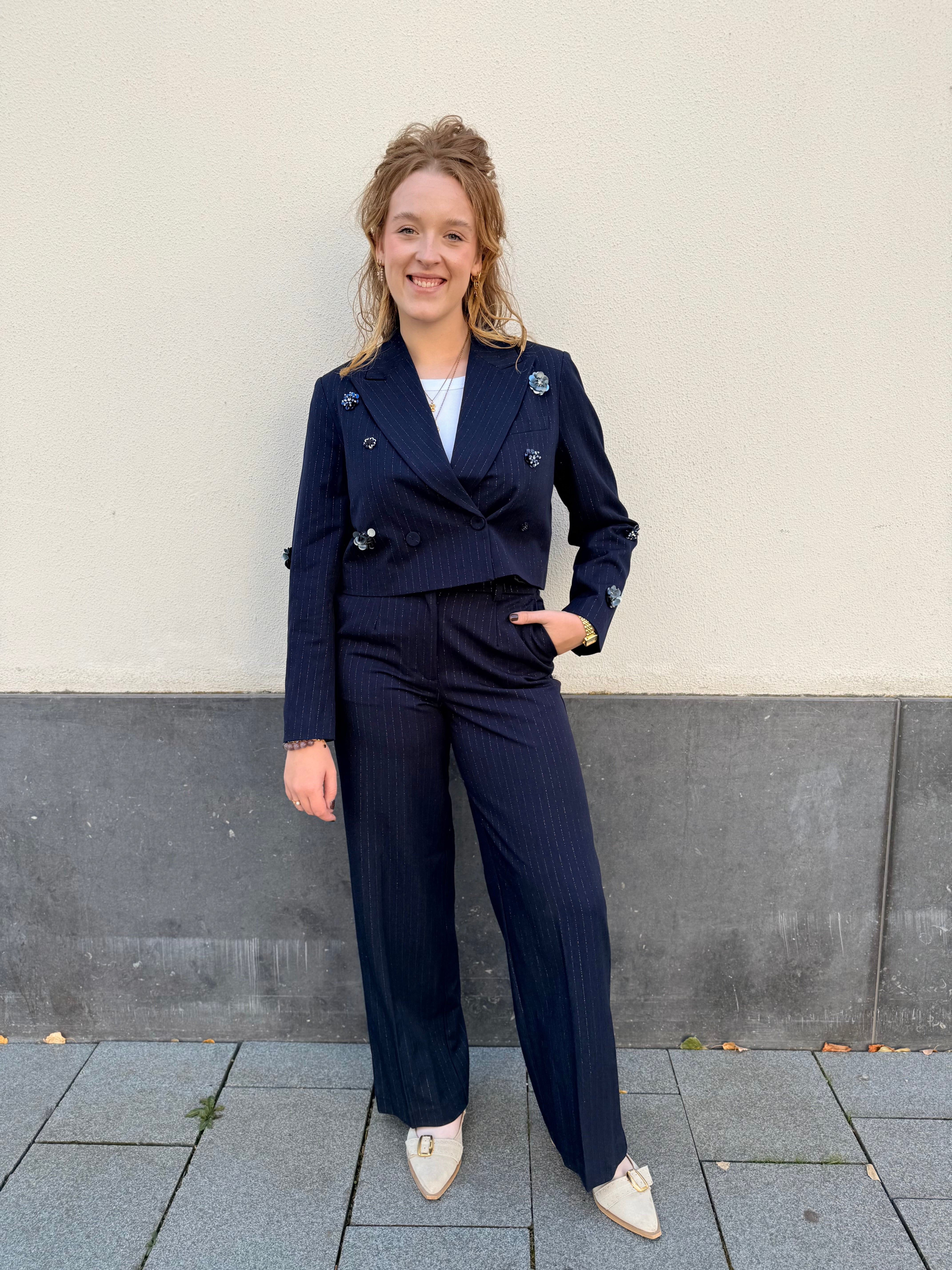 Yasmidnight wide mw pant - navy blazer