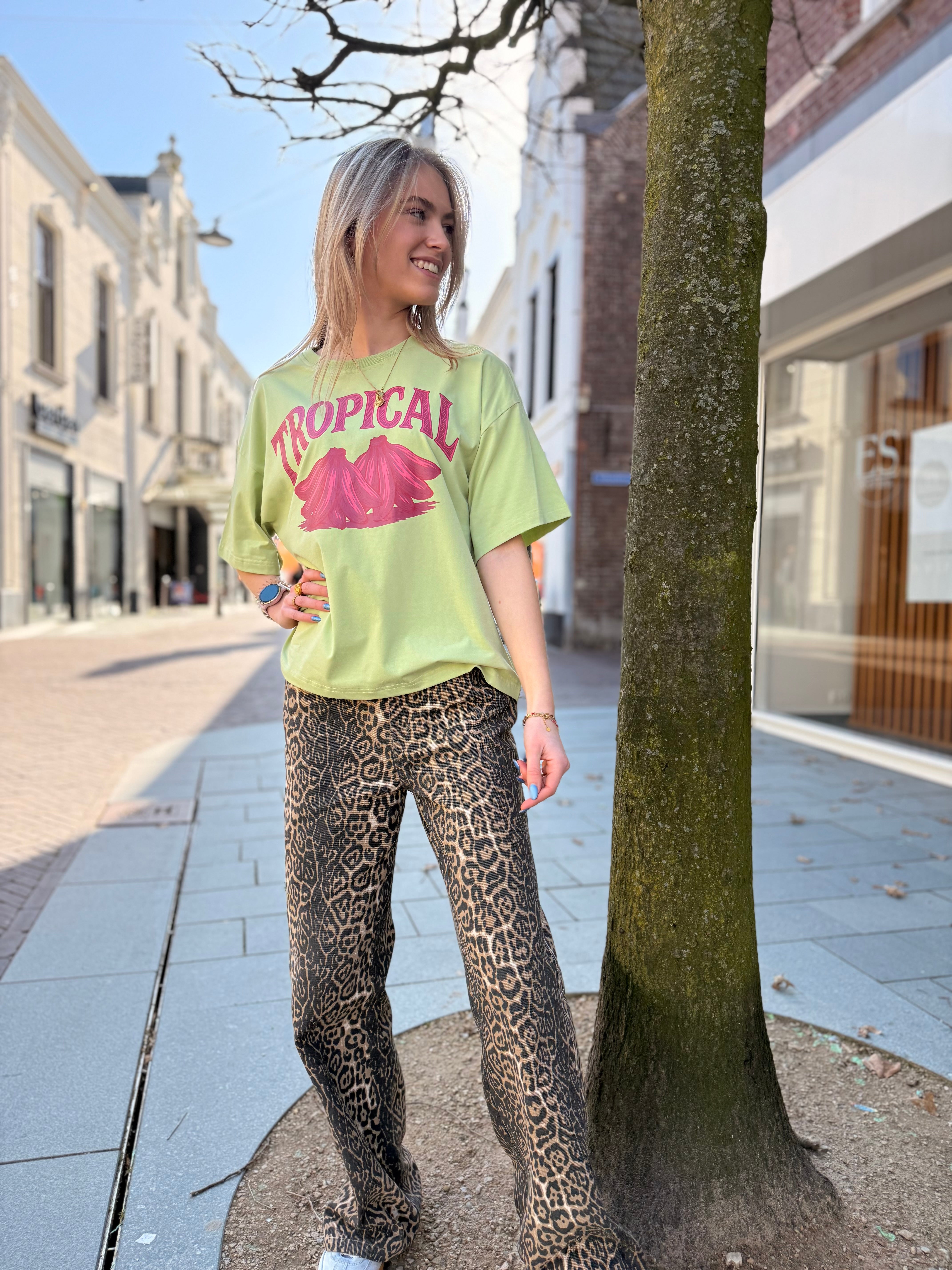 T-shirt Tropical - Soft green