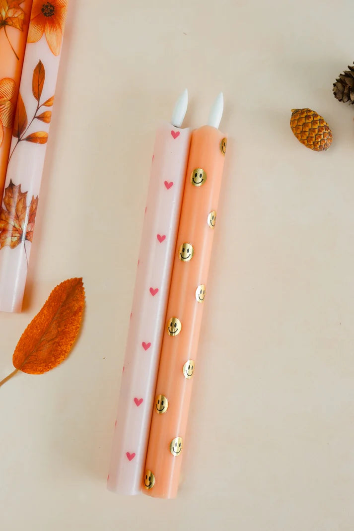 LED pillar kaars happy orange