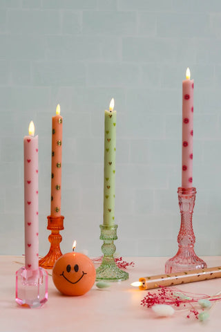 LED pillar kaars hearts pinklight