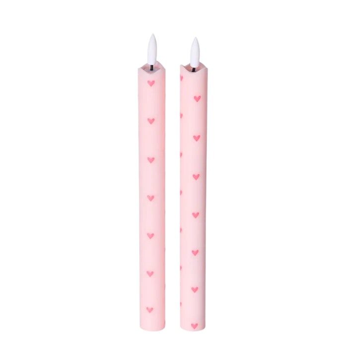 LED pillar kaars hearts pinklight