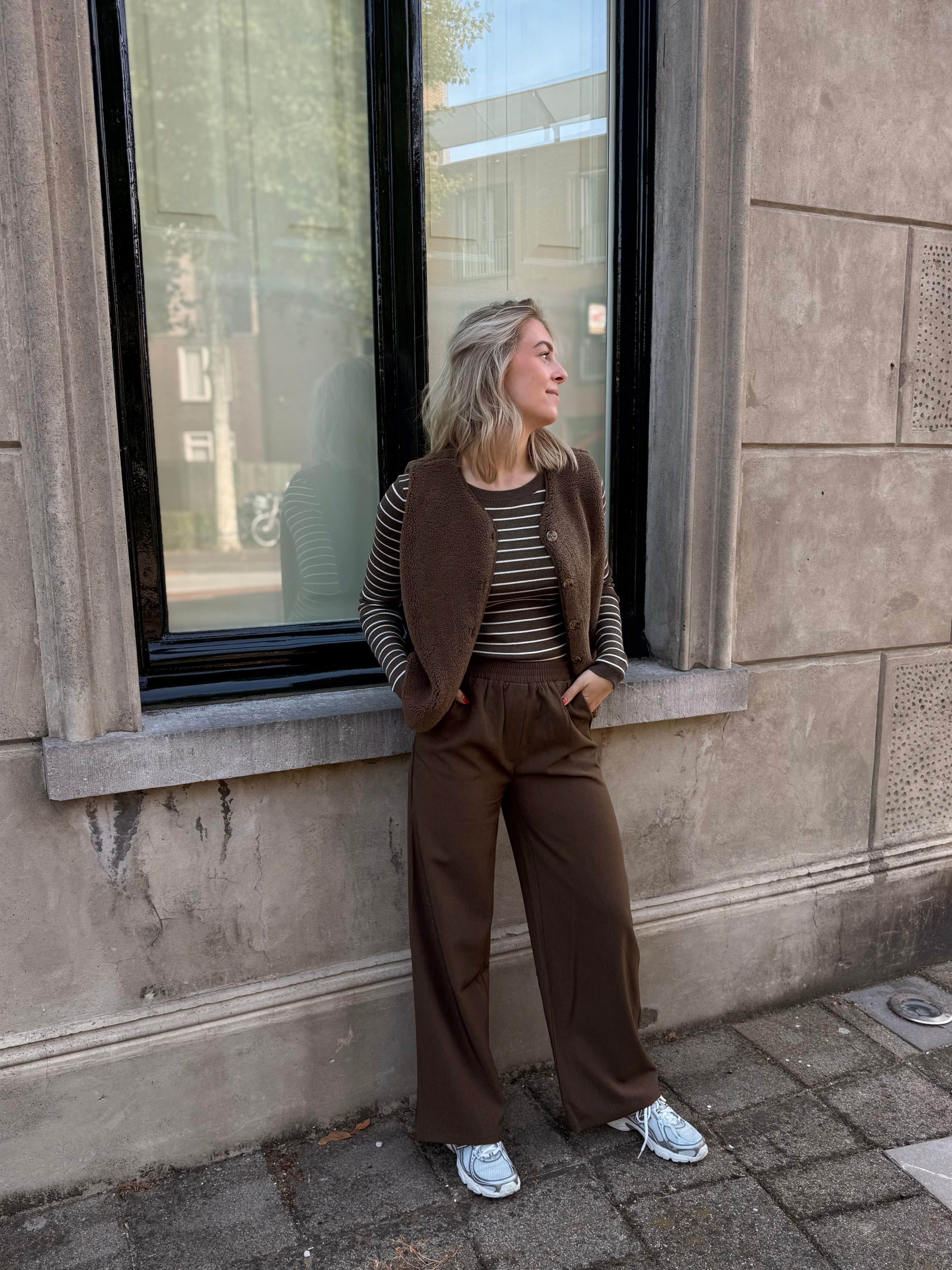 Knitted Top Devina - Mud/ecru