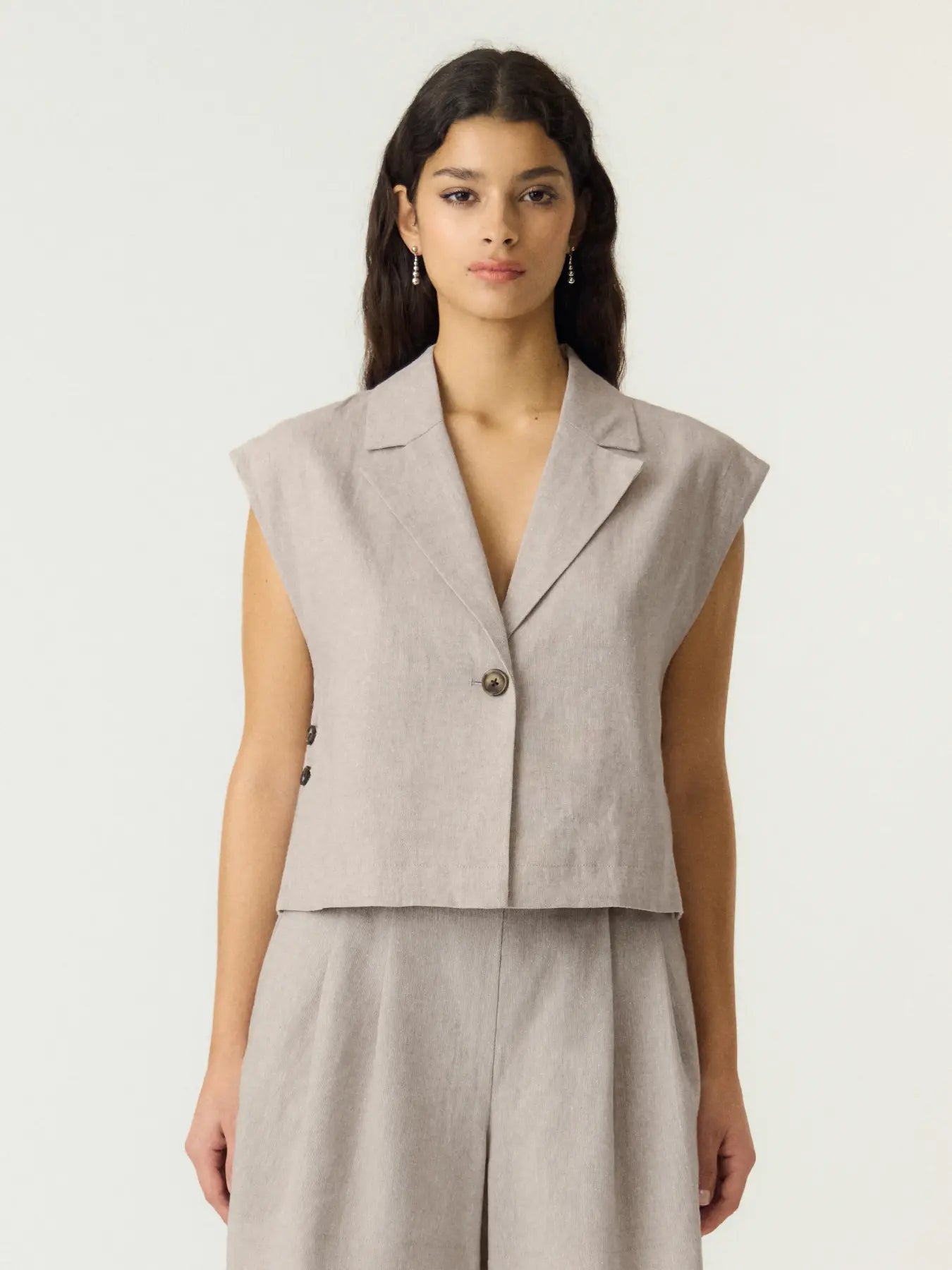 Yasusuma linen waistcoat - White pepper