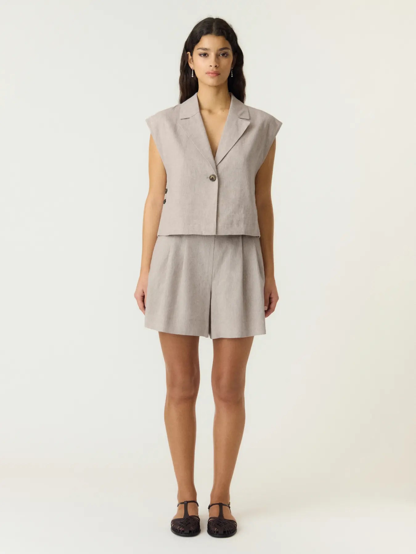Yasusuma linen waistcoat - White pepper