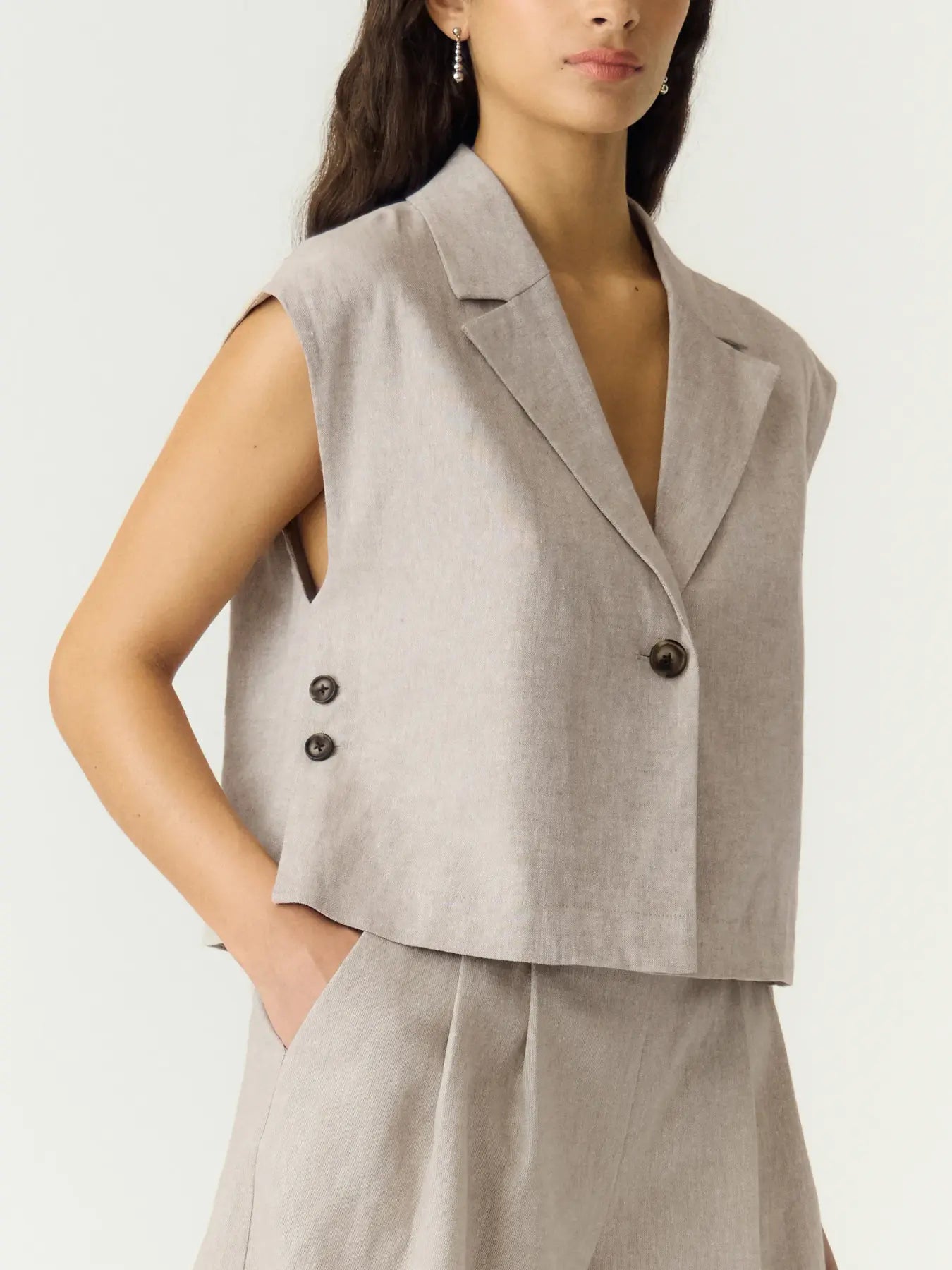 Yasusuma linen waistcoat - White pepper