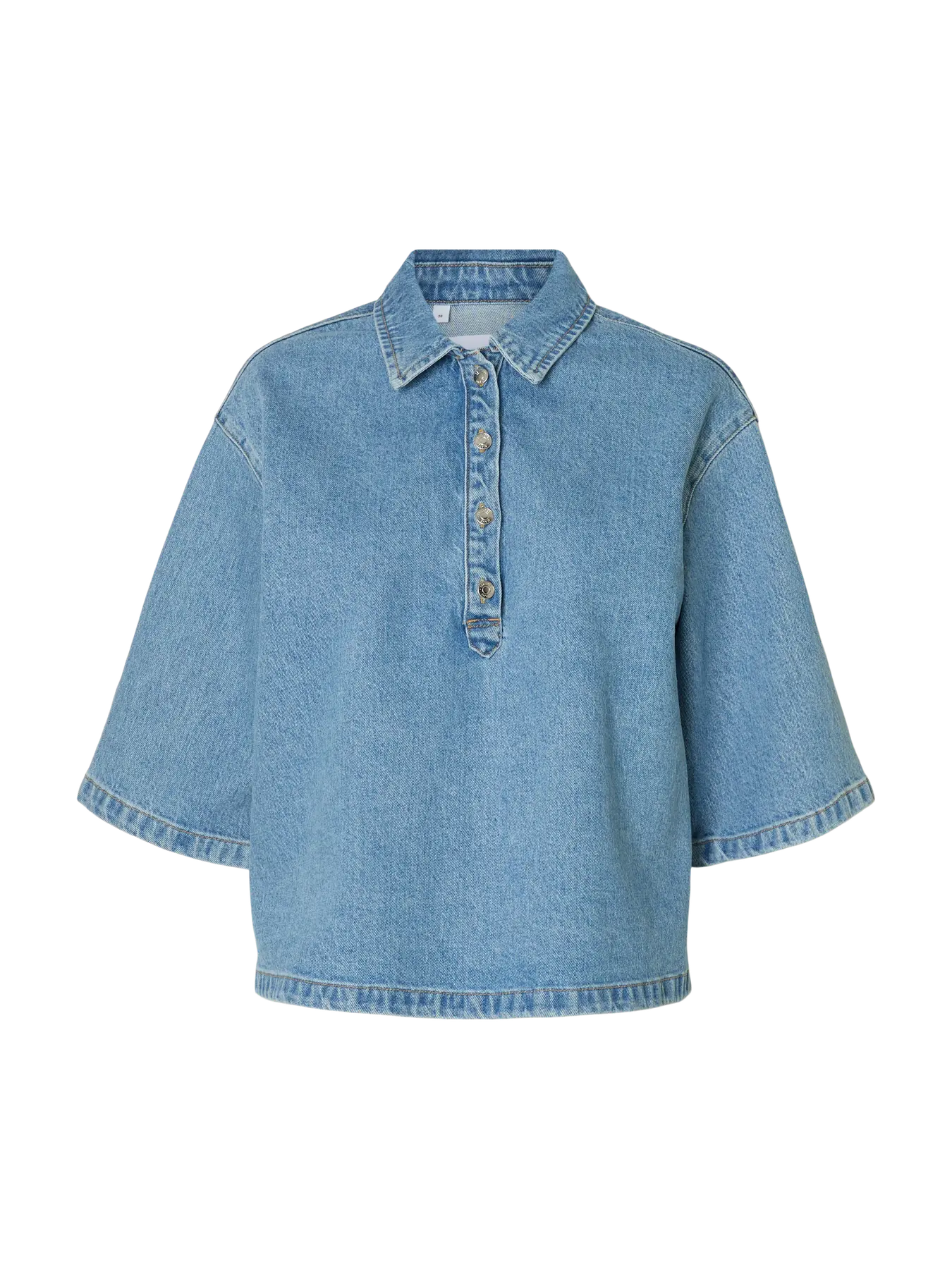 SLFLIVA - kori 2/4 boxi polo denim shirt