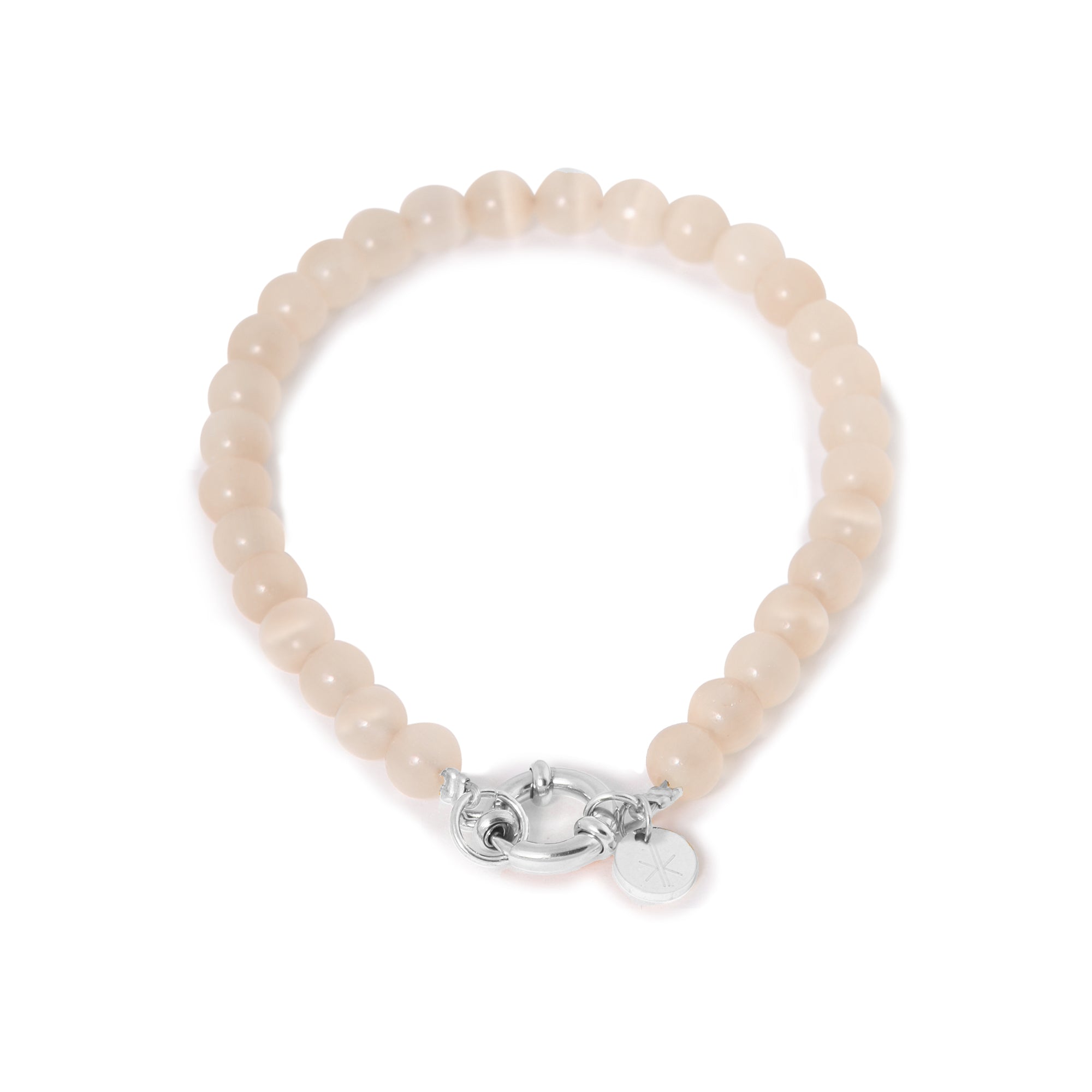 Beige cat eye bracelet silver