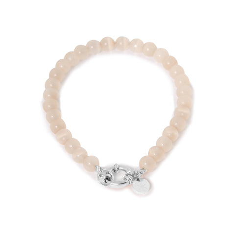Beige cat eye bracelet silver