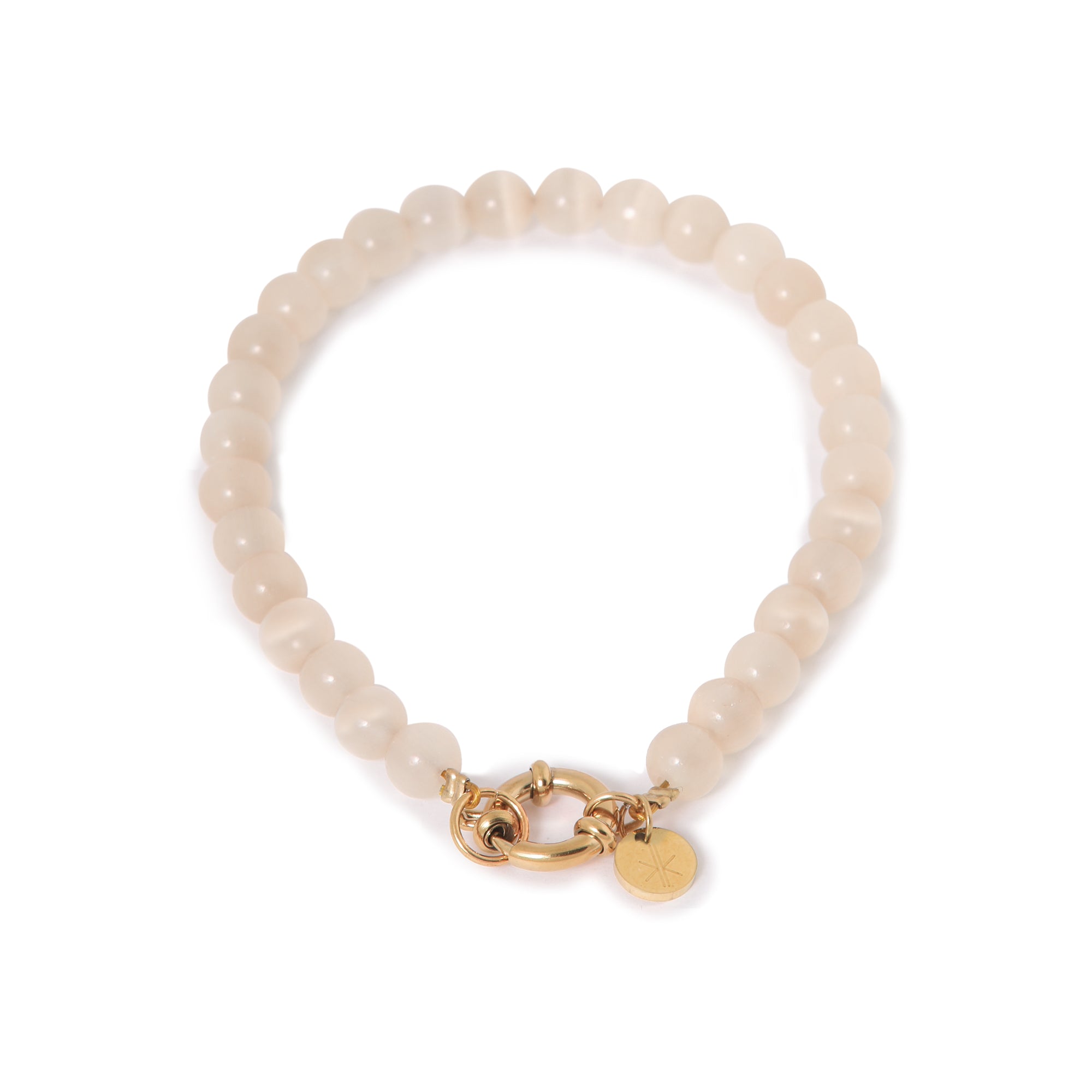 Beige cat eye bracelet gold