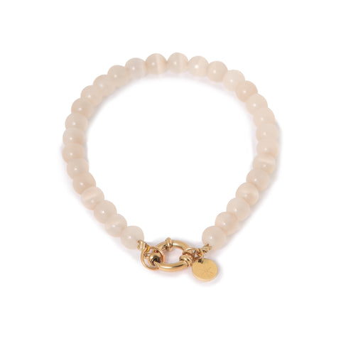 Beige cat eye bracelet gold