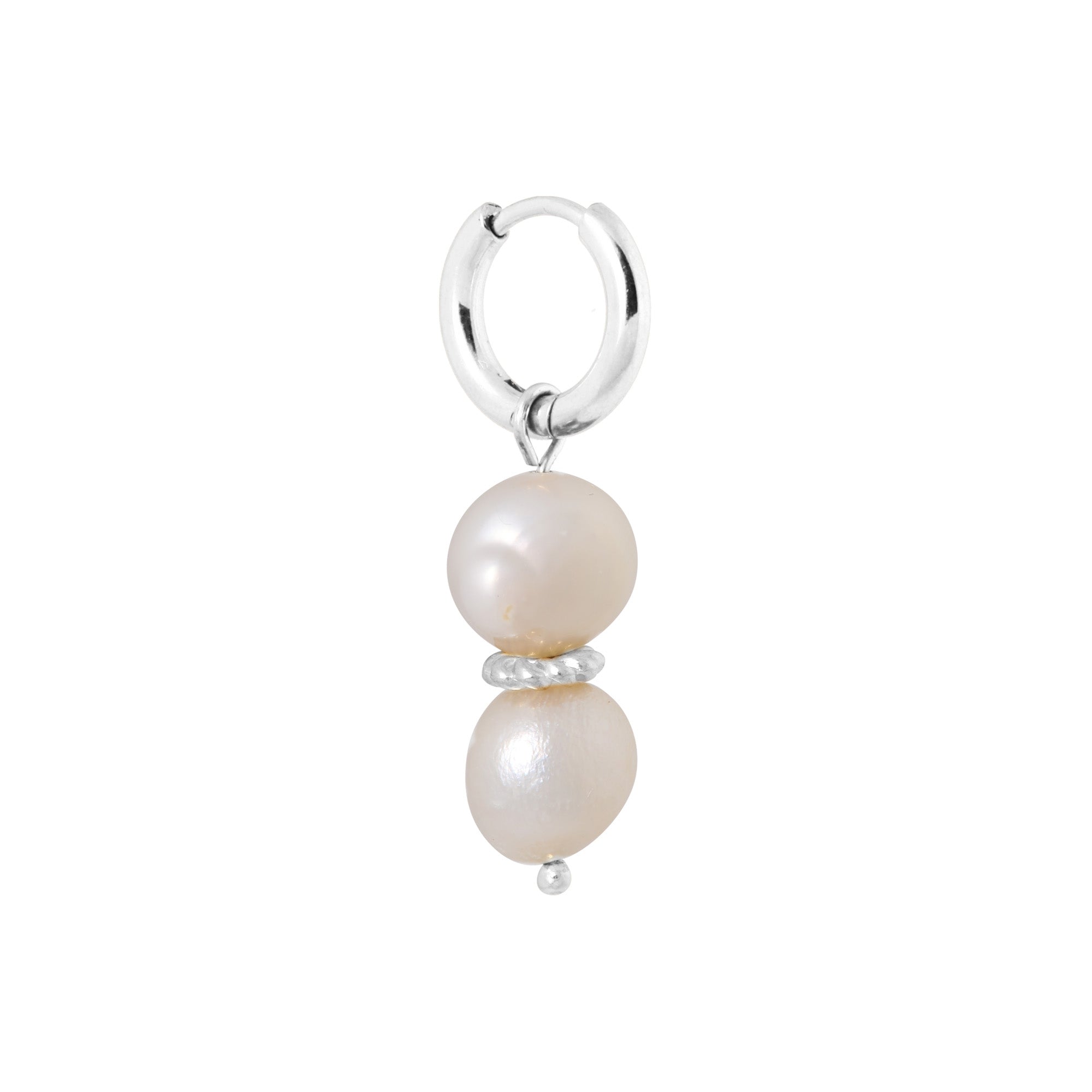 Belle pearl hoop silver