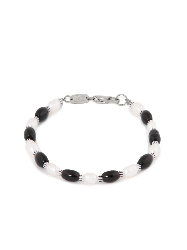 Black pearl bracelet silver