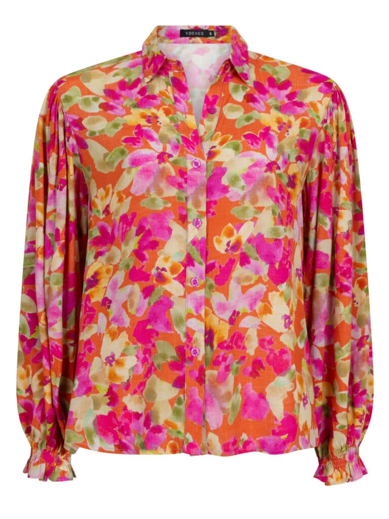 Blouse Alyssa - fuchsia green flower